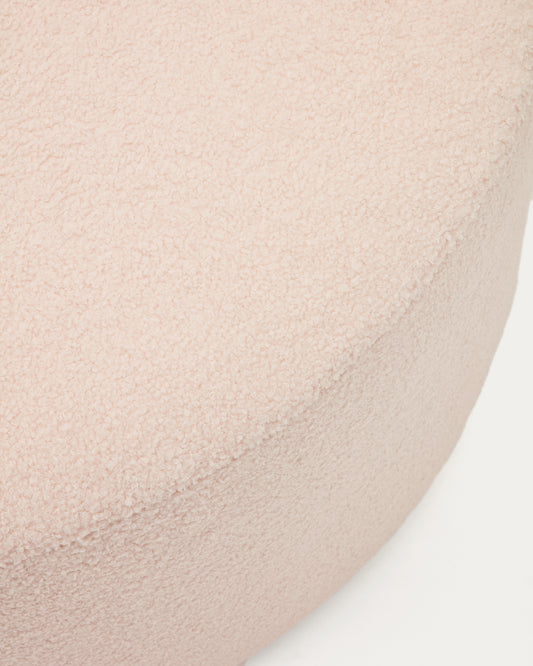 Housse pour repose-pieds Kaeli en bouclette rose Ø 60 cm