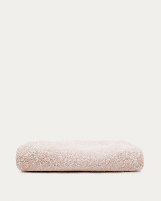 Housse pour repose-pieds Kaeli en bouclette rose Ø 60 cm