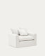 Fauteuil déhoussable Nora avec coussin en lin et coton écru 140 cm