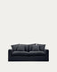 Canapé déhoussable Nora 3 places avec coussins en lin et coton gris anthracite 240 cm