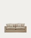 Canapé déhoussable Nora 3 places avec coussins en lin et coton taupe 240 cm