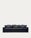 Canapé déhoussable Nora 4 places avec coussins en lin et coton gris anthracite 340 cm