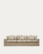 Canapé déhoussable Nora 4 places avec coussins en lin et coton taupe 340 cm
