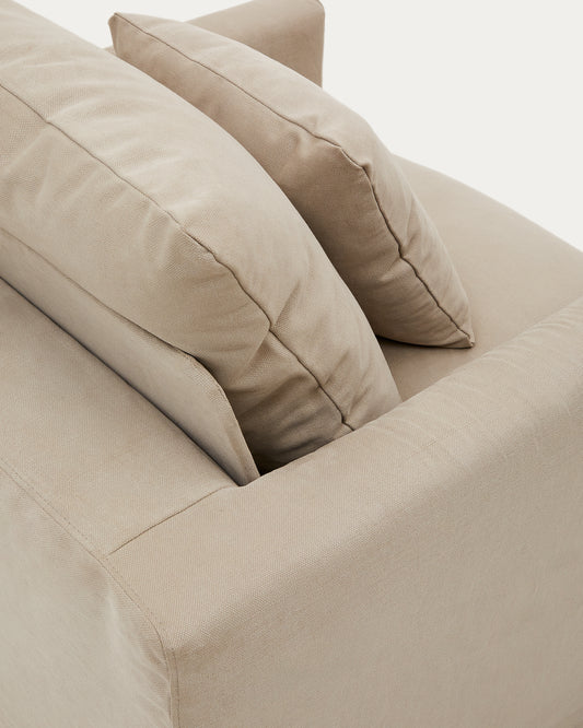 Housse pour fauteuil Nora en lin et coton taupe 92 cm