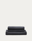 Housse pour canapé 3 places Nora en lin et coton gris anthracite