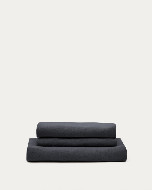 Housse pour canapé 4 places Nora en lin et coton gris anthracite