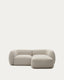 Canapé modulable Martina 2 places ignifugé en chenille avec méridienne droite couleur pierre 230 cm
