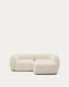 Canapé modulable Martina 2 places ignifugé en chenille avec méridienne droite couleur écrue 230 cm