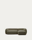 Canapé modulable Martina 3 places ignifugé en chenille avec méridienne droite verte 287 cm