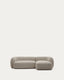 Canapé modulable Martina 3 places ignifugé en chenille avec méridienne droite couleur pierre 287 cm