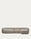 Canapé modulable Martina 4 places ignifugé en chenille avec méridienne droite couleur pierre 377 cm