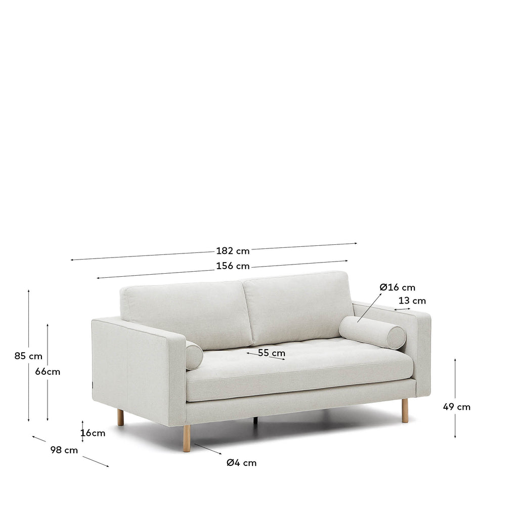 Canapé  Debra 2 places en  chenille perle pieds finition naturelle 182 cm FSC Mix Credit