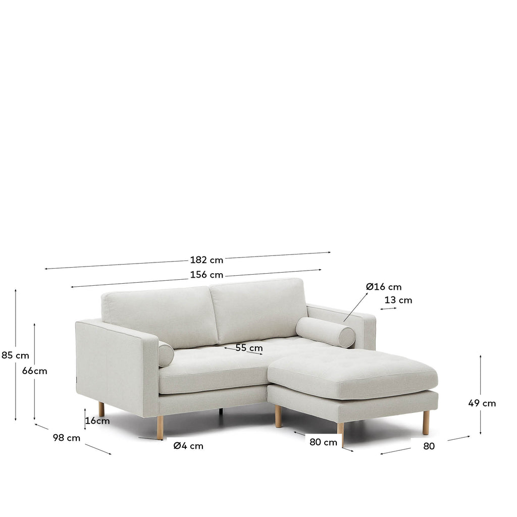 Canapé  Debra 2 places et repose-pied en  chenille perle pieds finition naturelle 182 cm FSC Mix Credit
