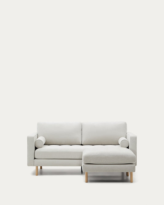 Canapé  Debra 2 places et repose-pied en  chenille perle pieds finition naturelle 182 cm FSC Mix Credit