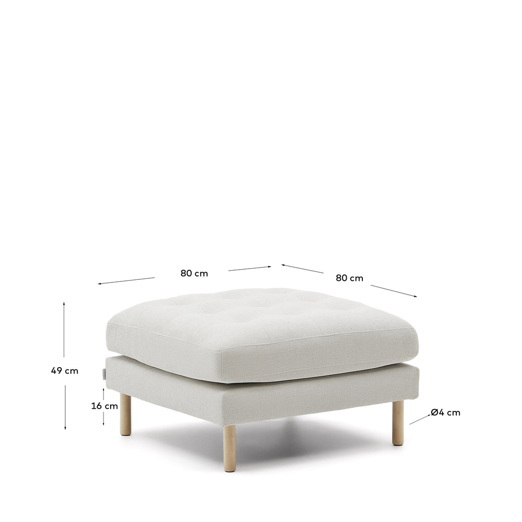 Repose-pied Debra en chenille perle pieds finition naturelle 80 x 80 cm FSC Mix Credit
