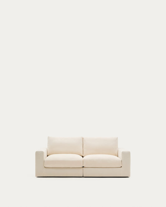 Canapé modulable déhoussable Alea 3 places chenille écrue 220 cm