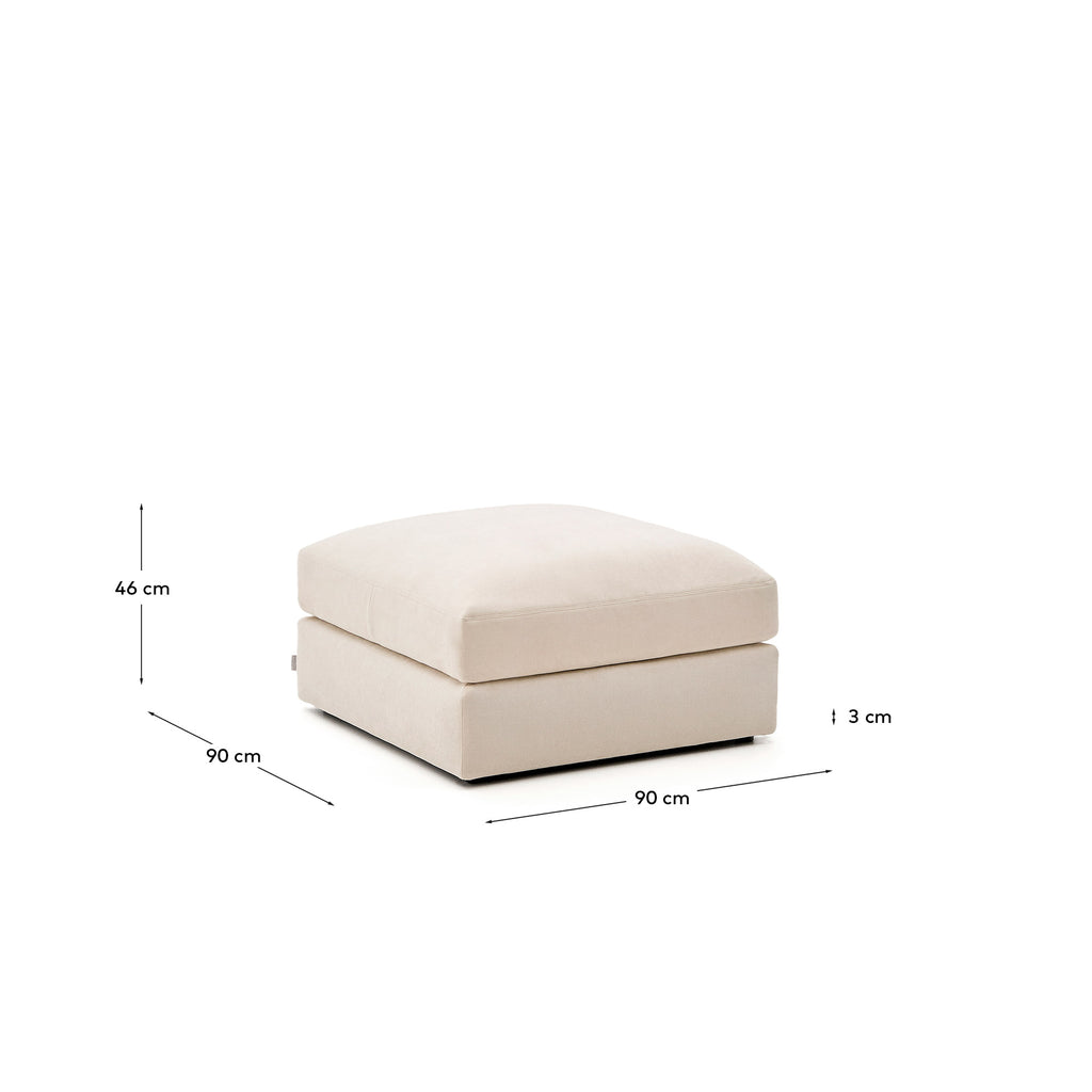 Repose-pieds déhoussable Alea en chenille beige 90 x 90 cm