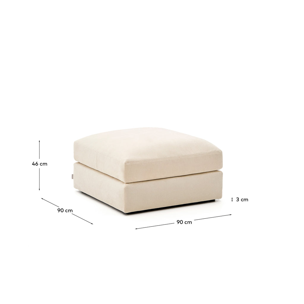Repose-pieds déhoussable Alea en chenille écrue 90 x 90 cm
