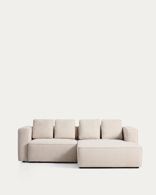 Canapé-lit Marela 3 places avec méridienne droite en chenille beige 236 cm FSC Mix Credit