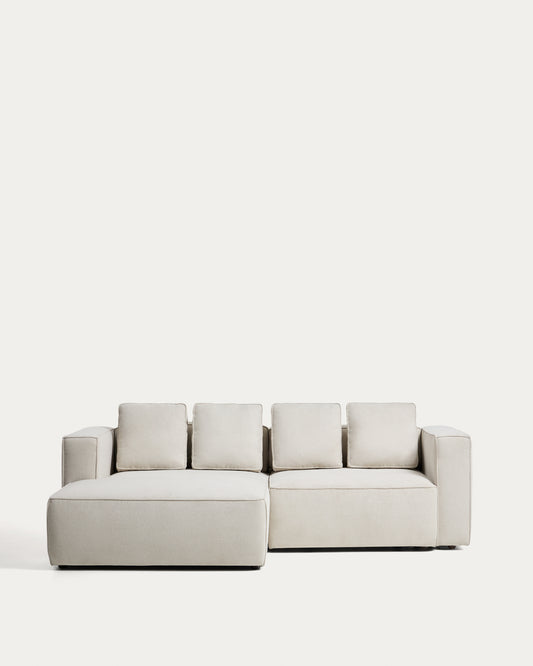Canapé-lit Marela 3 places avec méridienne gauche en chenille beige 236 cm FSC Mix Credit