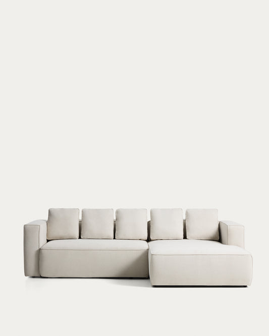 Canapé-lit Marela 3 places avec méridienne droite en chenille beige 276 cm FSC Mix Credit