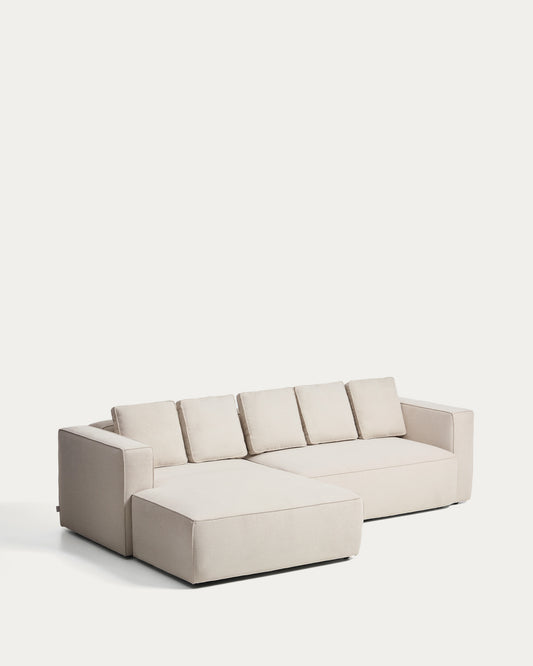 Canapé-lit Marela 4 places avec méridienne gauche en chenille beige 276 cm FSC Mix Credit