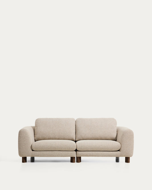 Canapé Vera 3 places beige avec pieds en frêne  finition noyer 230 cm FSC Mix Credit