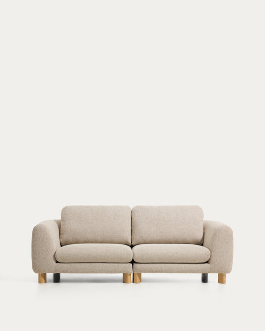 Canapé Vera 3 places beige avec pieds en frêne  finition naturelle 230 cm FSC Mix Credit