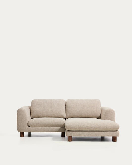 Canapé Vera 3 places avec méridienne droite beige et pieds en frêne  finition noyer 232 cm FSC Mix Credit
