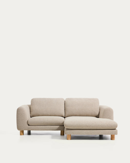 Canapé Vera 3 places avec méridienne droite beige et pieds en frêne finition naturelle 232 cm FSC Mix Credit