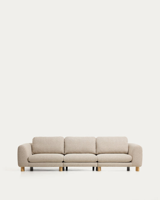 Canapé Vera 4 places beige avec pieds en frêne  finition naturelle 320 cm FSC Mix Credit