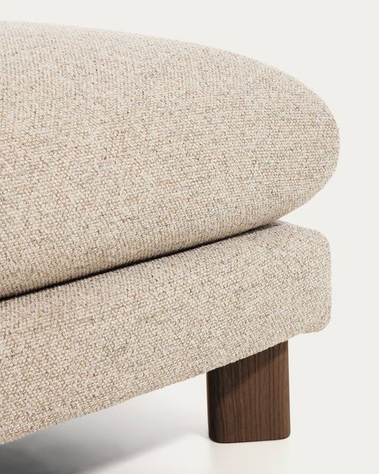 Repose-pied Vera beige avec pieds en frêne finition noyer 80 x 80 cm FSC Mix Credit