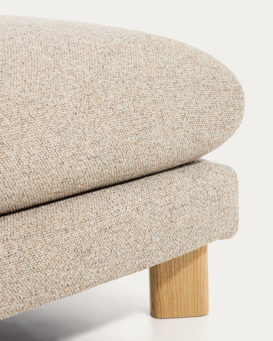 Repose-pied Vera beige avec pieds en frêne finition naturelle 80 x 80 cm FSC Mix Credit