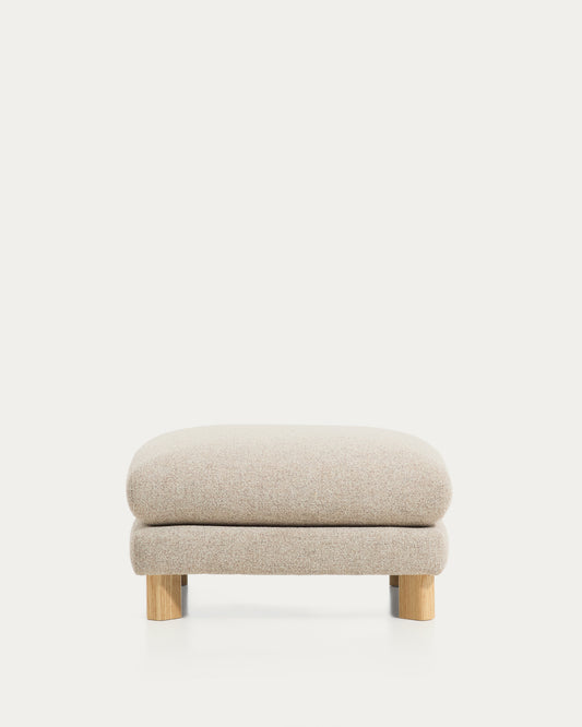 Repose-pied Vera beige avec pieds en frêne finition naturelle 80 x 80 cm FSC Mix Credit