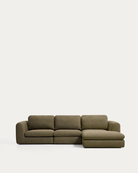 Canapé Vera 4 places avec méridienne droite vert olive 322 cm FSC Mix Credit