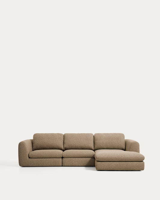 Canapé Vera 4 places avec méridienne droite marron clair 322 cm FSC Mix Credit