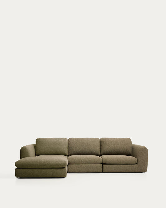 Canapé Vera 4 places avec méridienne gauche vert olive 322 cm FSC Mix Credit