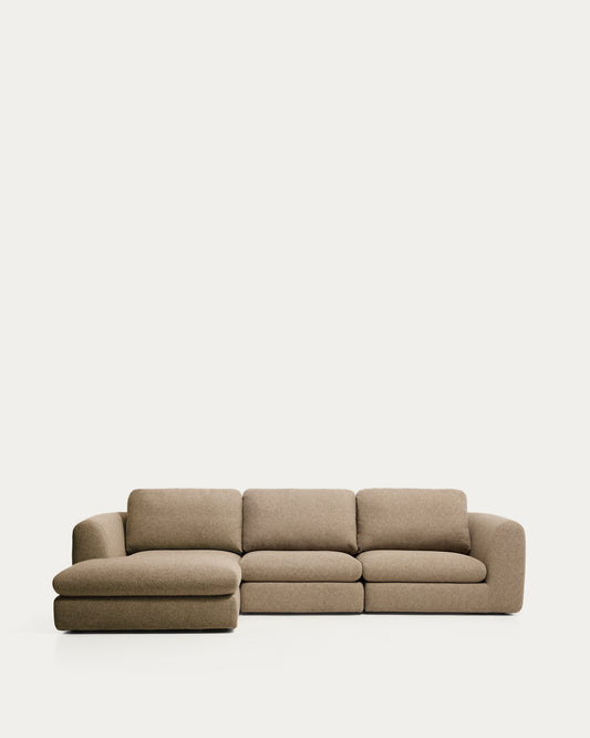 Canapé Vera 4 places avec méridienne gauche marron clair 322 cm FSC Mix Credit