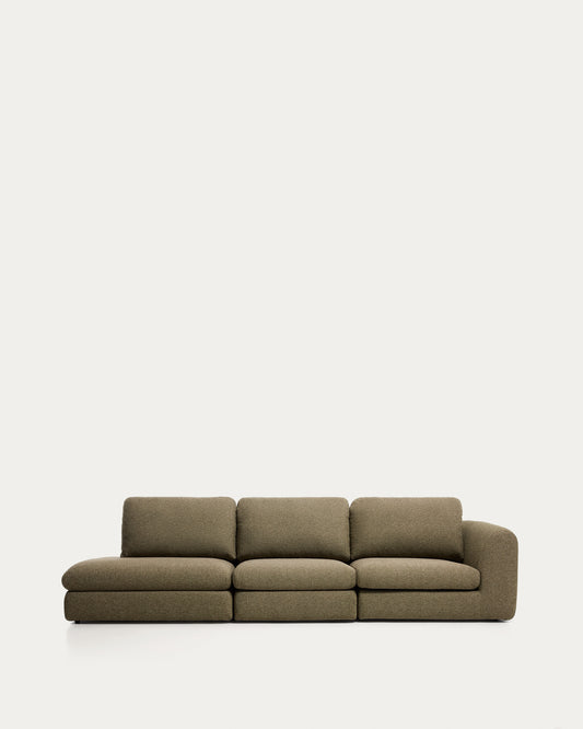 Canapé Vera 4 places avec pouf terminal gauche vert olive 325 cm FSC Mix Credit