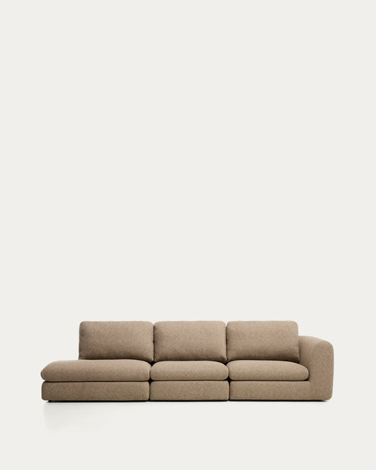 Canapé Vera 4 places avec pouf terminal gauche marron clair 325 cm FSC Mix Credit