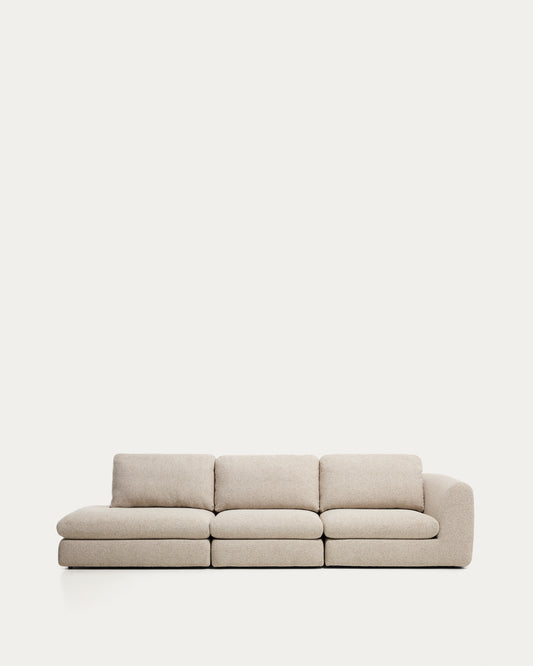 Canapé Vera 4 places avec pouf terminal gauche beige 325 cm FSC Mix Credit