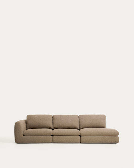 Canapé Vera 4 places avec pouf terminal droit marron clair 322 cm FSC Mix Credit
