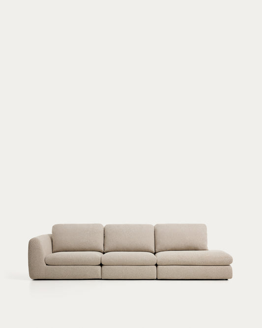 Canapé Vera 4 places avec pouf terminal droit beige 322 cm FSC Mix Credit
