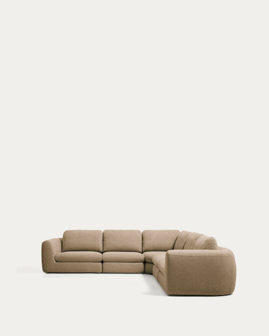 Canapé d'angle Vera 5 places marron clair 330 x 330 cm FSC Mix Credit