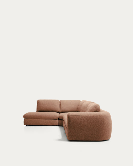 Canapé d'angle Vera 5 places avec pouf terminal gauche terre cuite 245 x 330 cm FSC Mix Credit