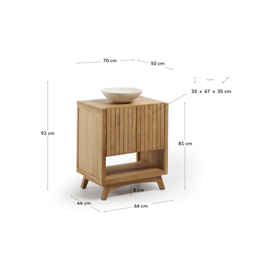 Meuble salle de bains rectangulaire Kuveni en bois de teck 70 x 50 cm