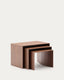 Ensemble Litto de 3 tables gigognes en placage de noyer FSC Mix Credit 60 x 40 / 51 x 36 / 42 x 31 cm