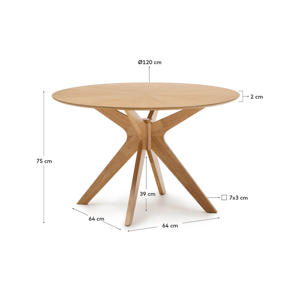 Table Ronde Naanim en placage de chêne Ø 120 cm