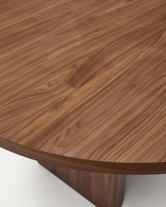 Table ronde Nealy en placage de noyer, finition foncée Ø 150 cm