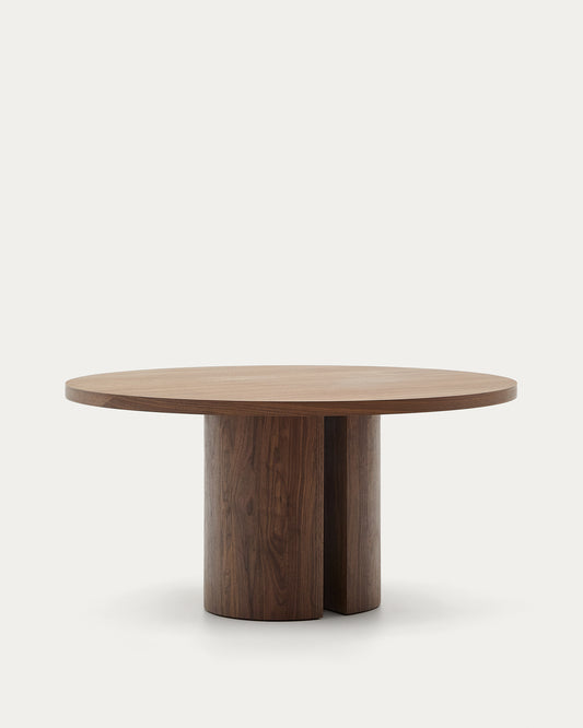 Table ronde Nealy en placage de noyer, finition foncée Ø 150 cm